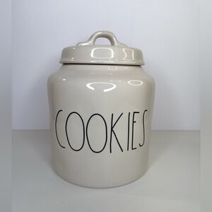 Rea Dunn “Cookies” Ivory Ceramic Canister with Lid - Farmhouse Kitchen Storage